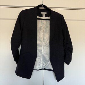 H&M 3/4 ruched sleeve black blazer with tiny white polka dots